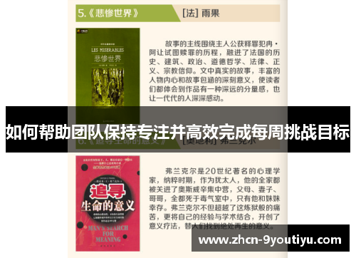 如何帮助团队保持专注并高效完成每周挑战目标